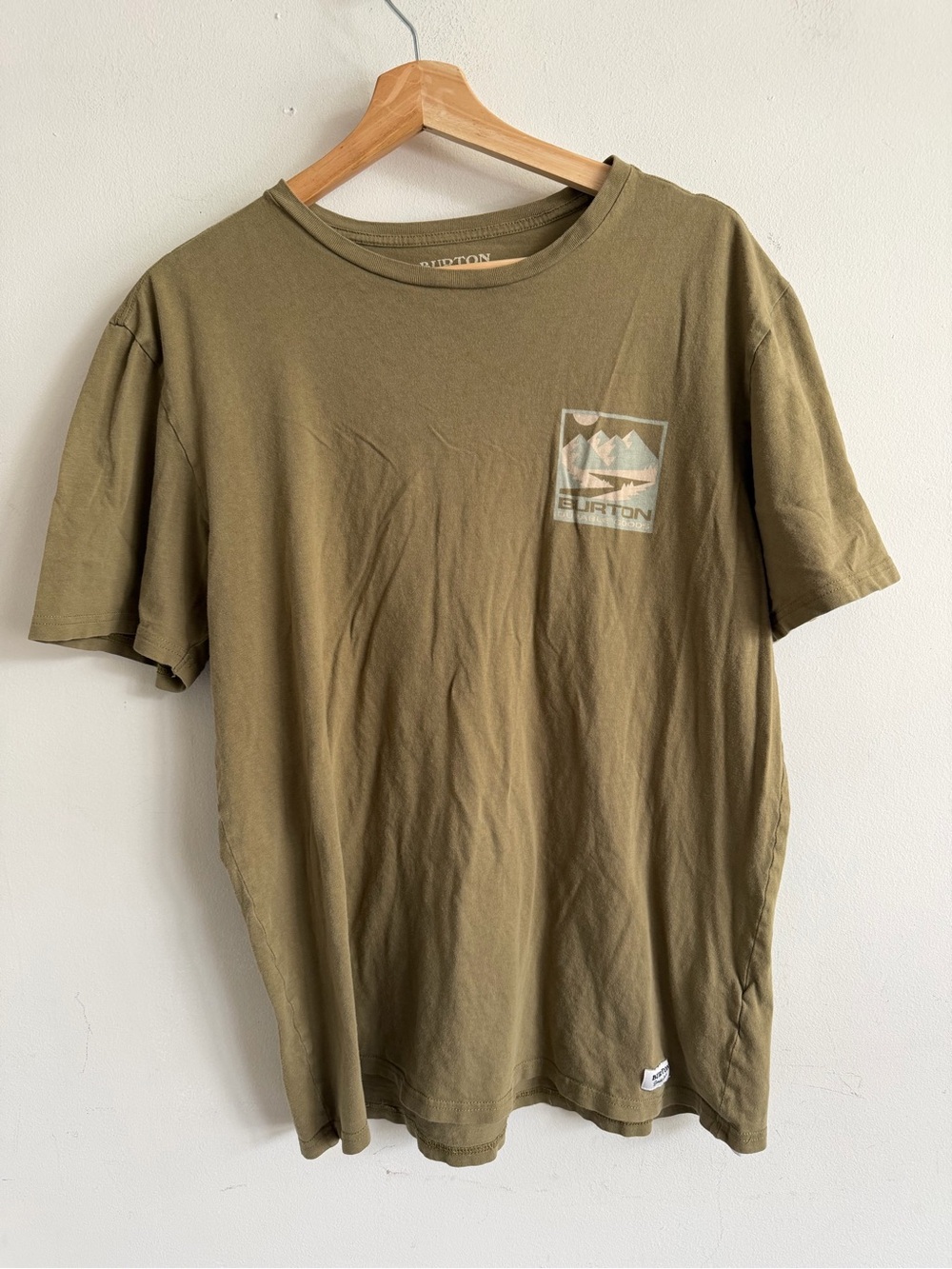 Burton Olive Green Short Sleeve Tee with Mountain Patch